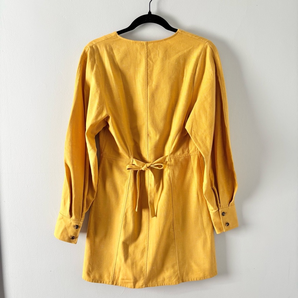 & Other Stories NWT Tailored Puff Sleeve Mini Dress V-Neck Structured Yellow - Picture 4 of 6